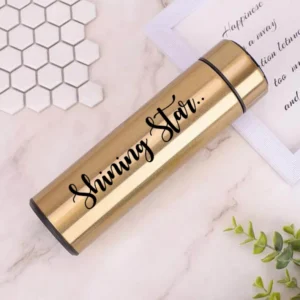 Customize Name Water Bottle - 500ml Golden Steel Water Bottle