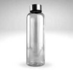 glass water bottle in transparent glass