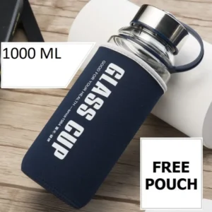 portable glass water bottle 1000ML with cover